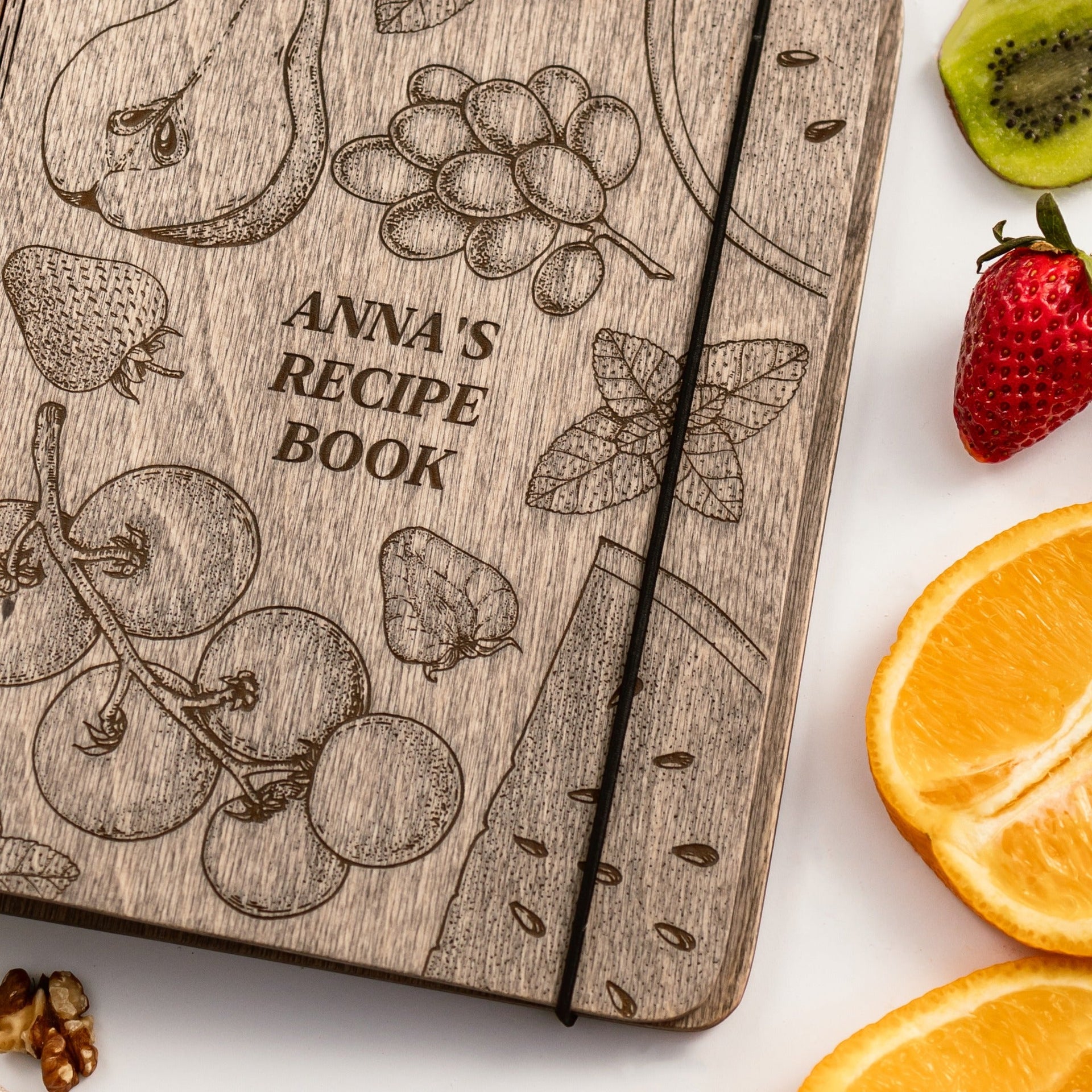 Fruits Wooden Recipe Journal for Desserts, Jams, and Preserves