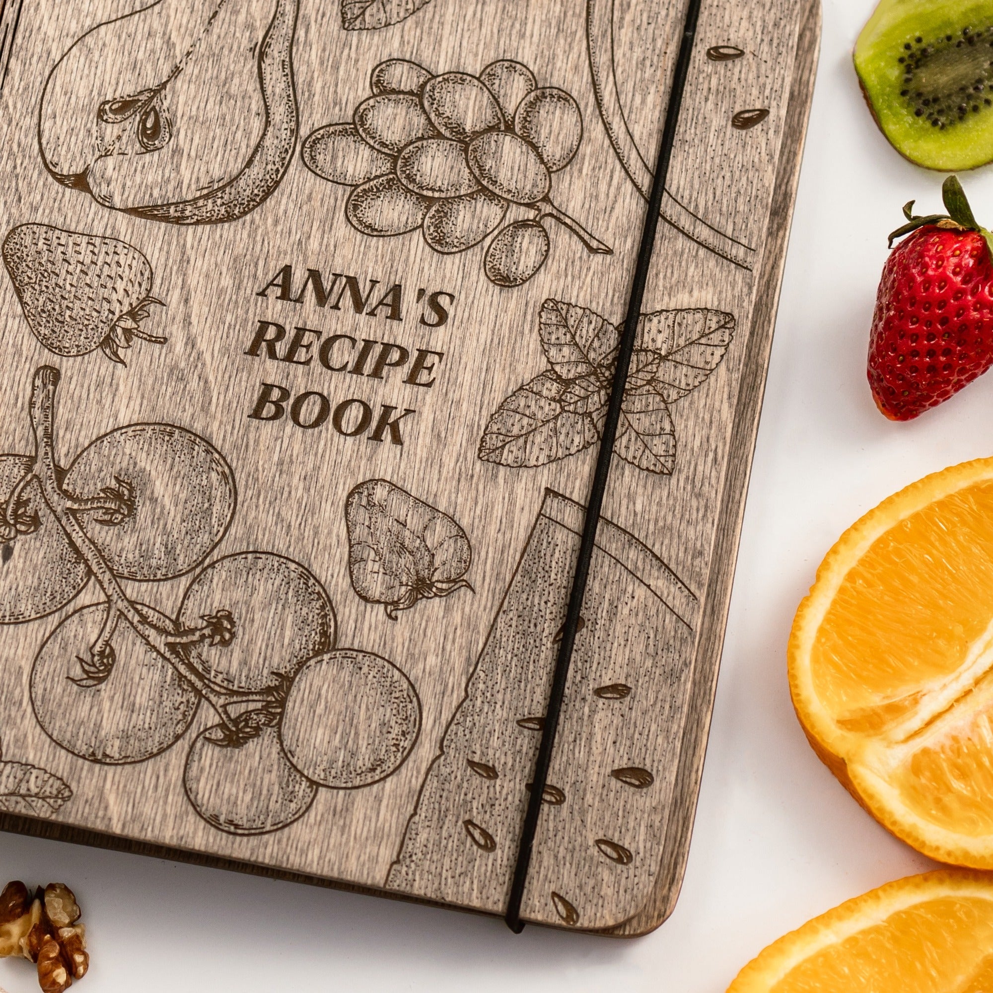 Fruits Wooden Recipe Journal for Desserts, Jams, and Preserves