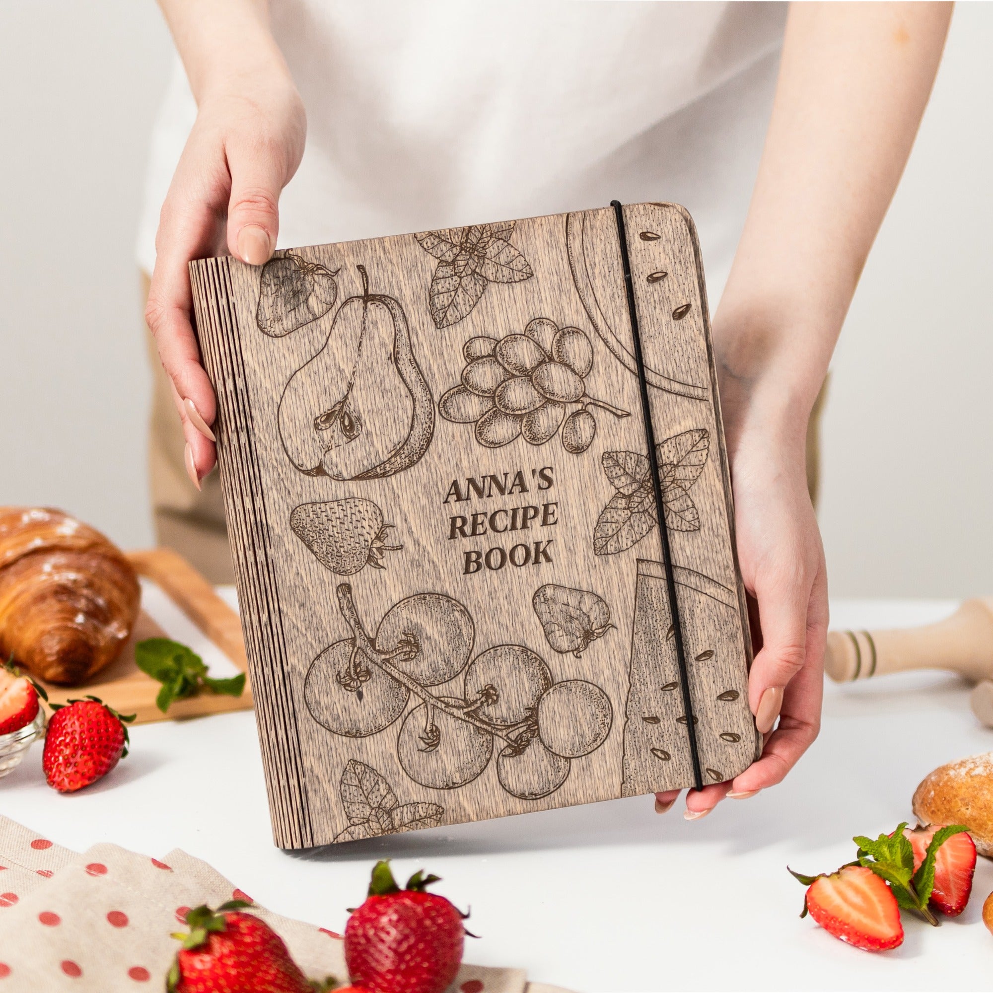 Fruits Wooden Recipe Journal for Desserts, Jams, and Preserves