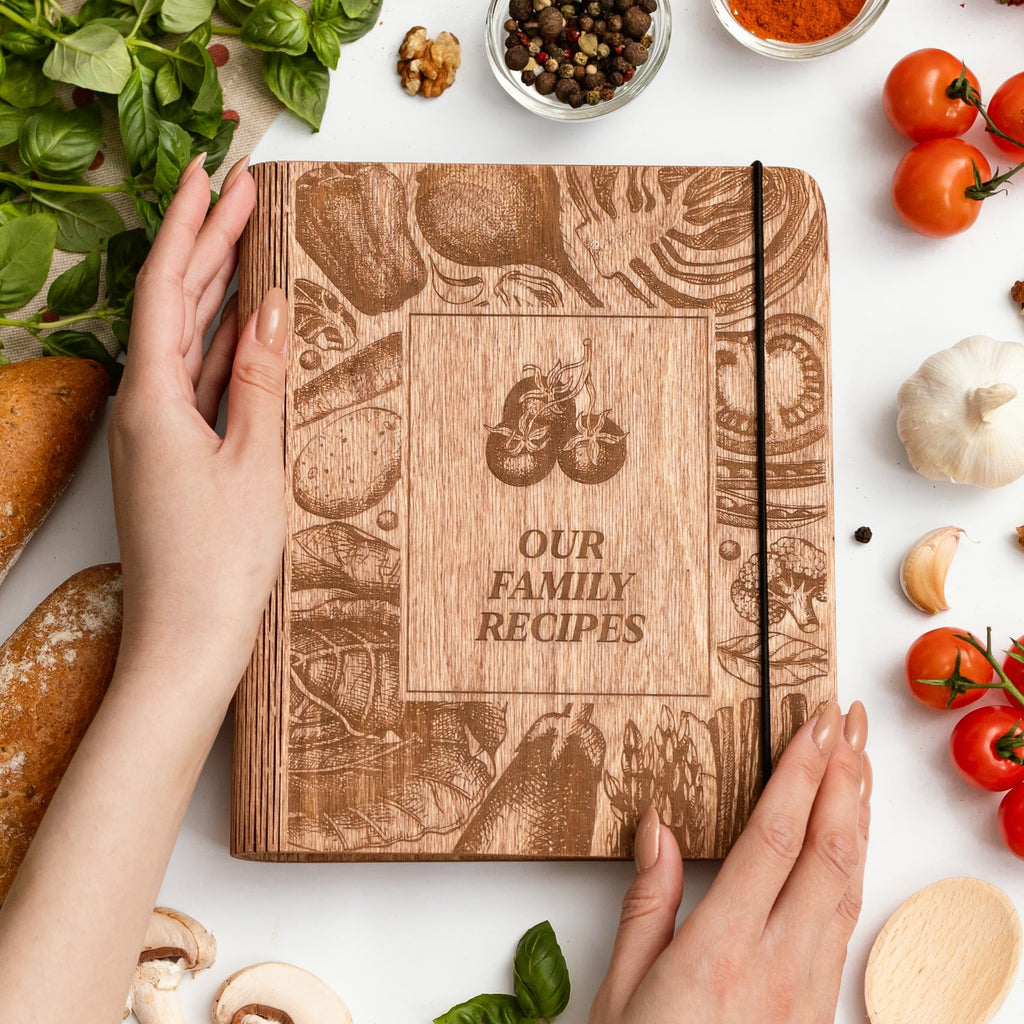 Harvest Personalized Wood Recipe Journal for Autumn Cooking