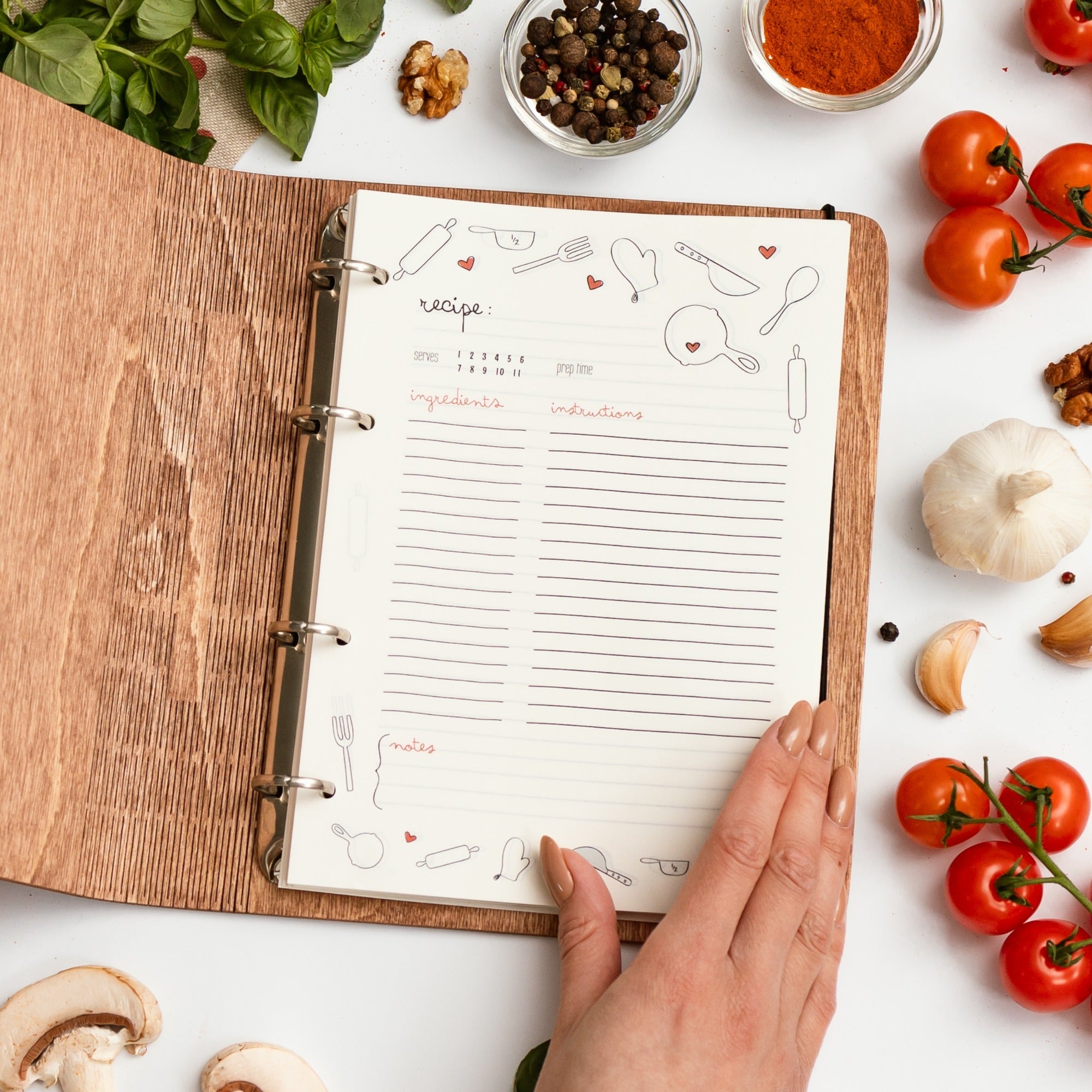 Harvest Personalized Wood Recipe Journal for Autumn Cooking