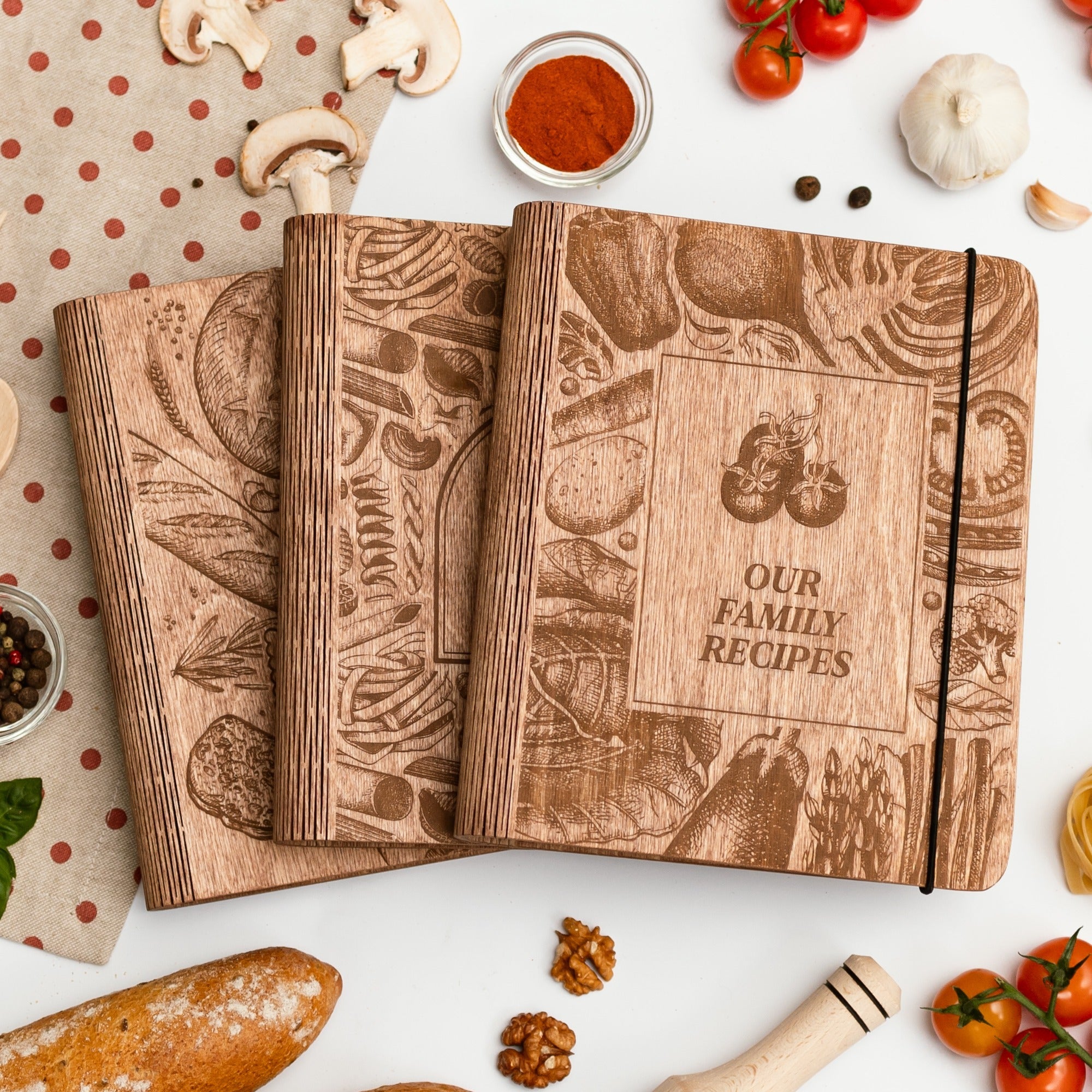 Harvest Personalized Wood Recipe Journal for Autumn Cooking