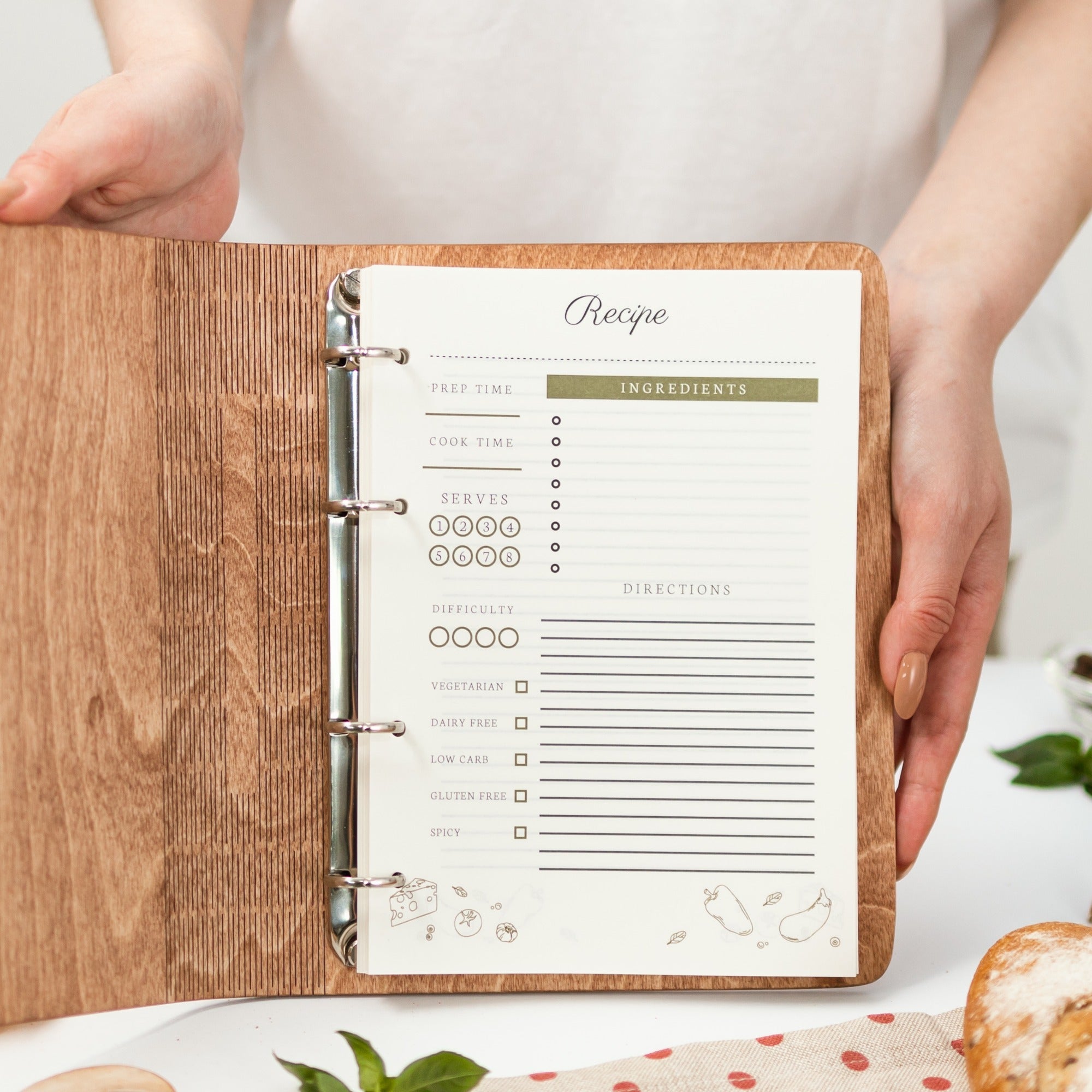 Wooden Pasta Recipe Journal for Italian Cooking and Sauce Notes