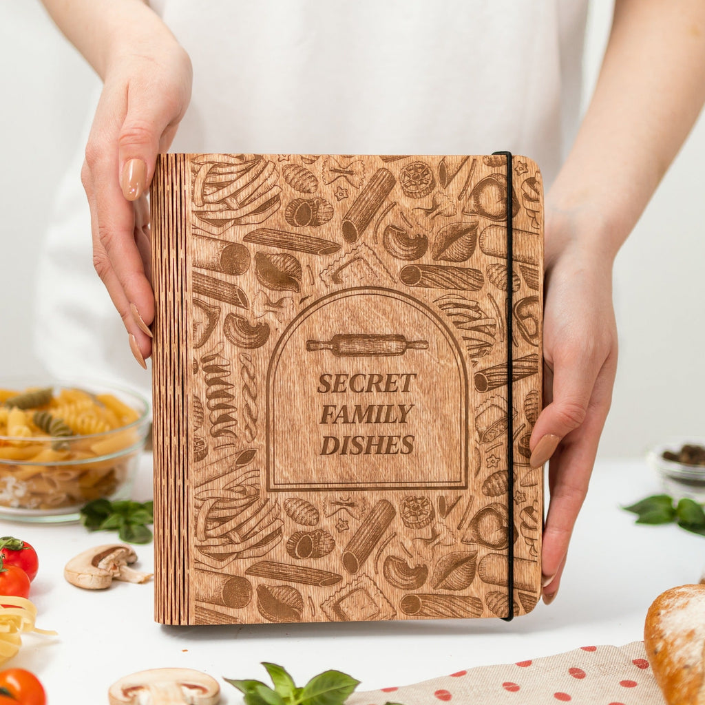 Wooden Pasta Recipe Journal for Italian Cooking and Sauce Notes