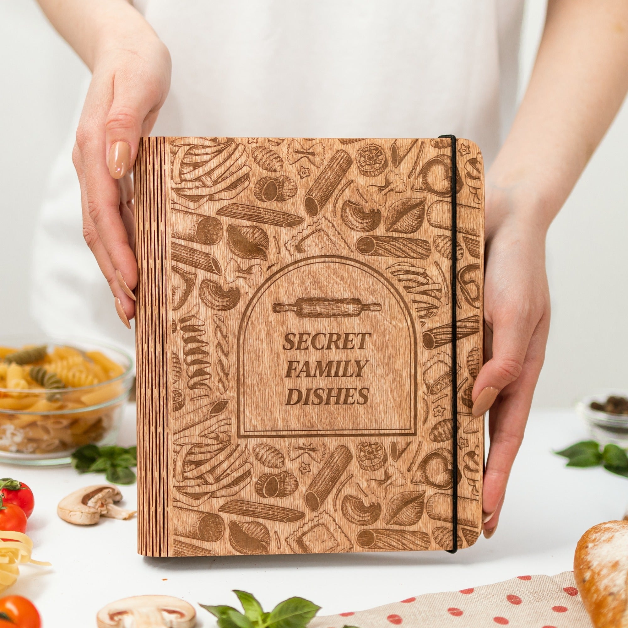 Wooden Pasta Recipe Journal for Italian Cooking and Sauce Notes