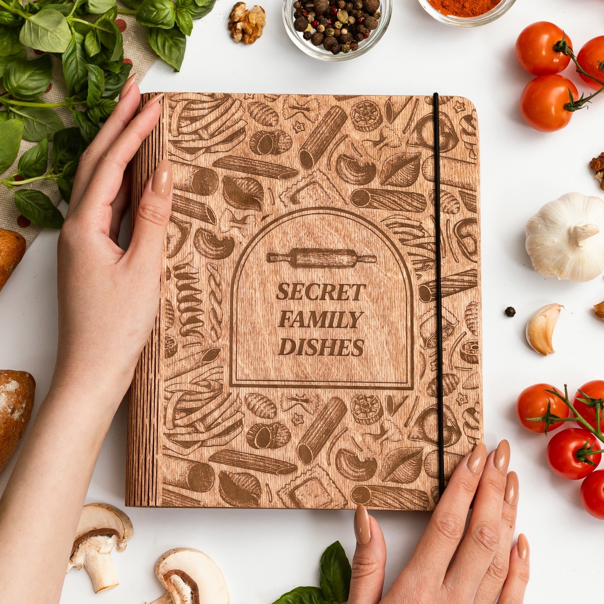 Wooden Pasta Recipe Journal for Italian Cooking and Sauce Notes