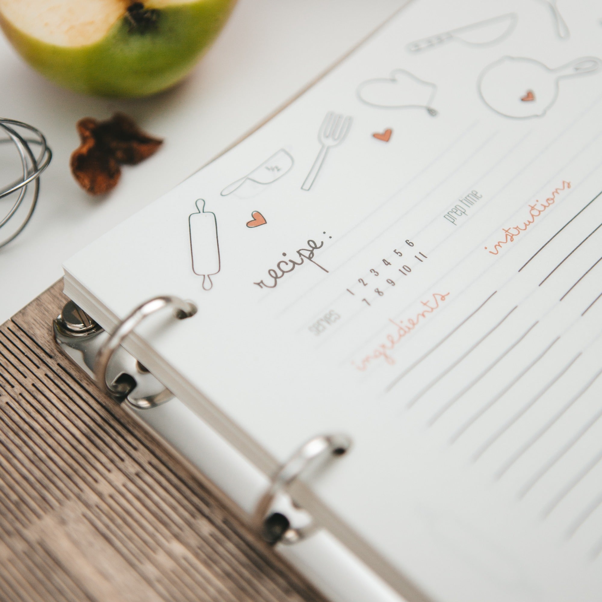 Seafood Wooden Recipe Journal for Coastal Cooking and Fish Dishes