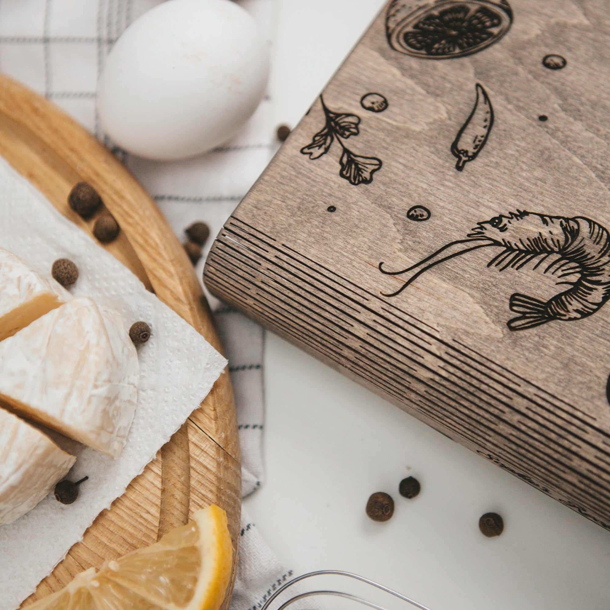 Seafood Wooden Recipe Journal for Coastal Cooking and Fish Dishes