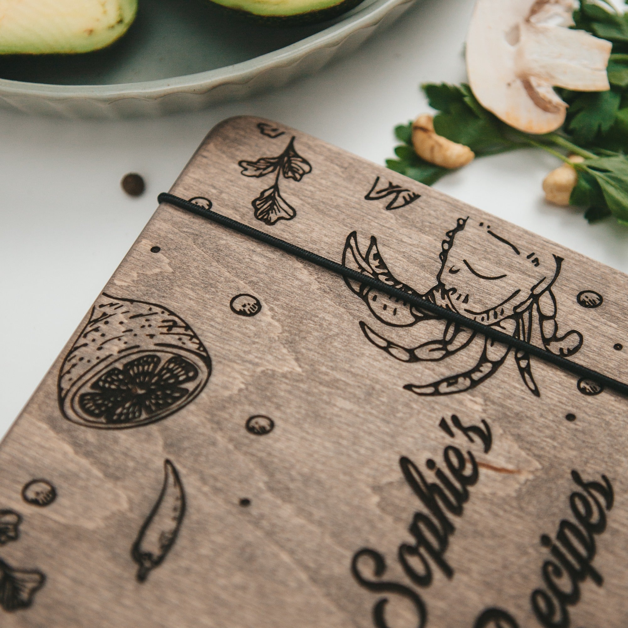 Seafood Wooden Recipe Journal for Coastal Cooking and Fish Dishes