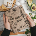 Seafood-themed wooden recipe journal for fish and shellfish recipes.