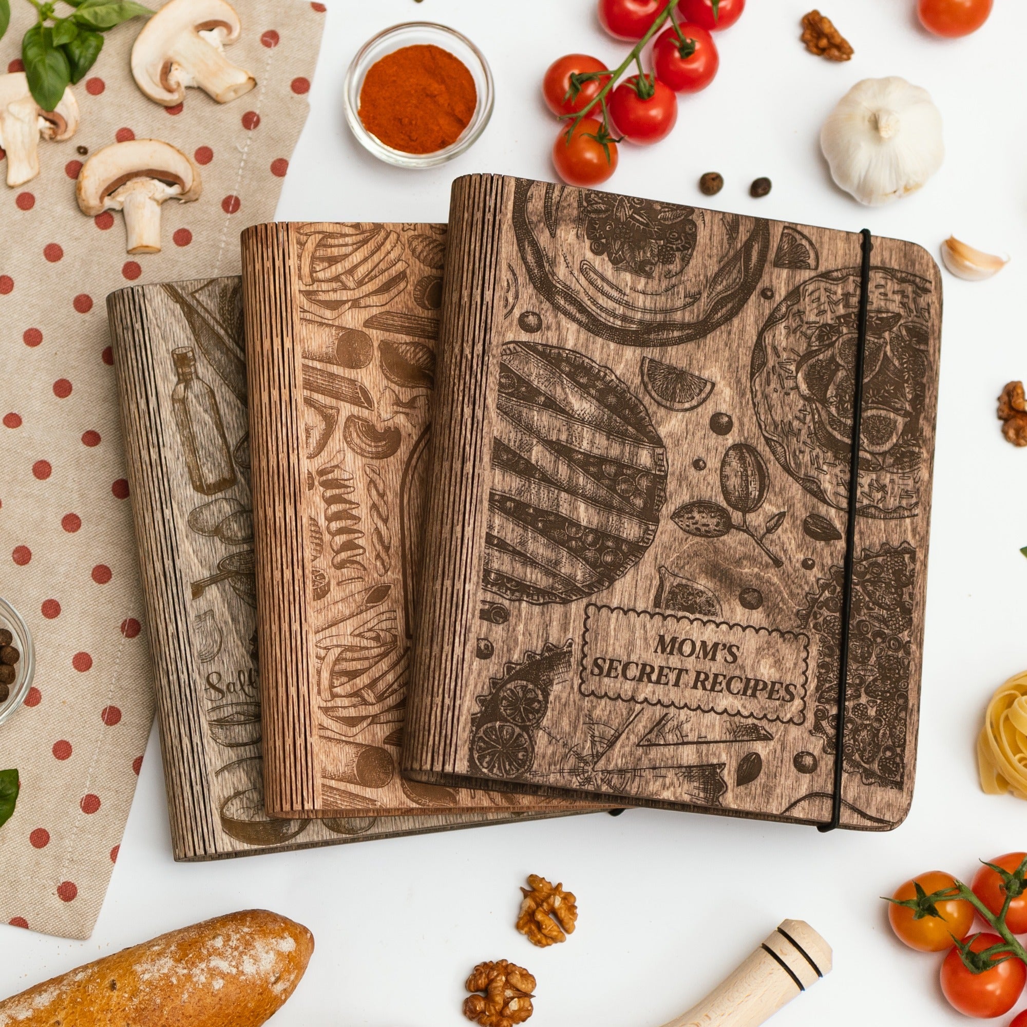 Minimalist Wood Recipe Book for Tart and Pastry Baking