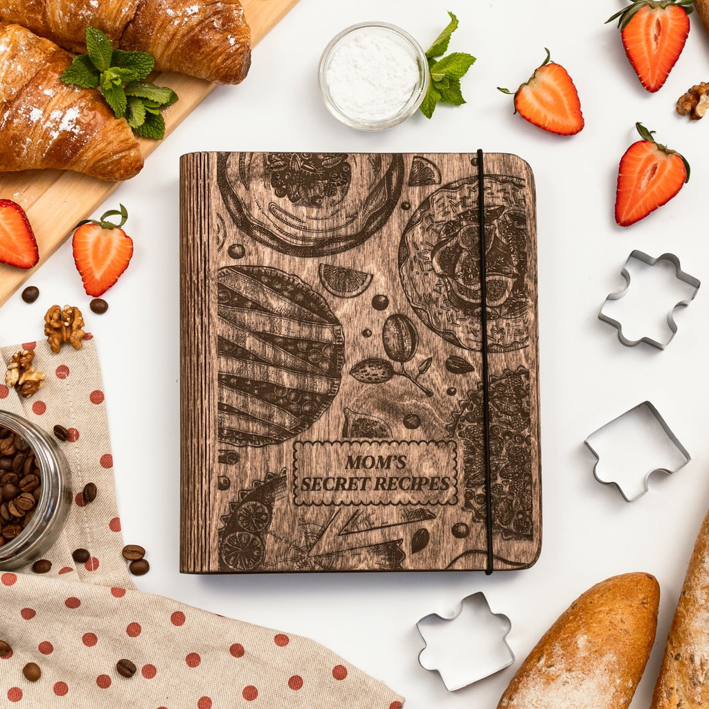 Minimalist Wood Recipe Book for Tart and Pastry Baking