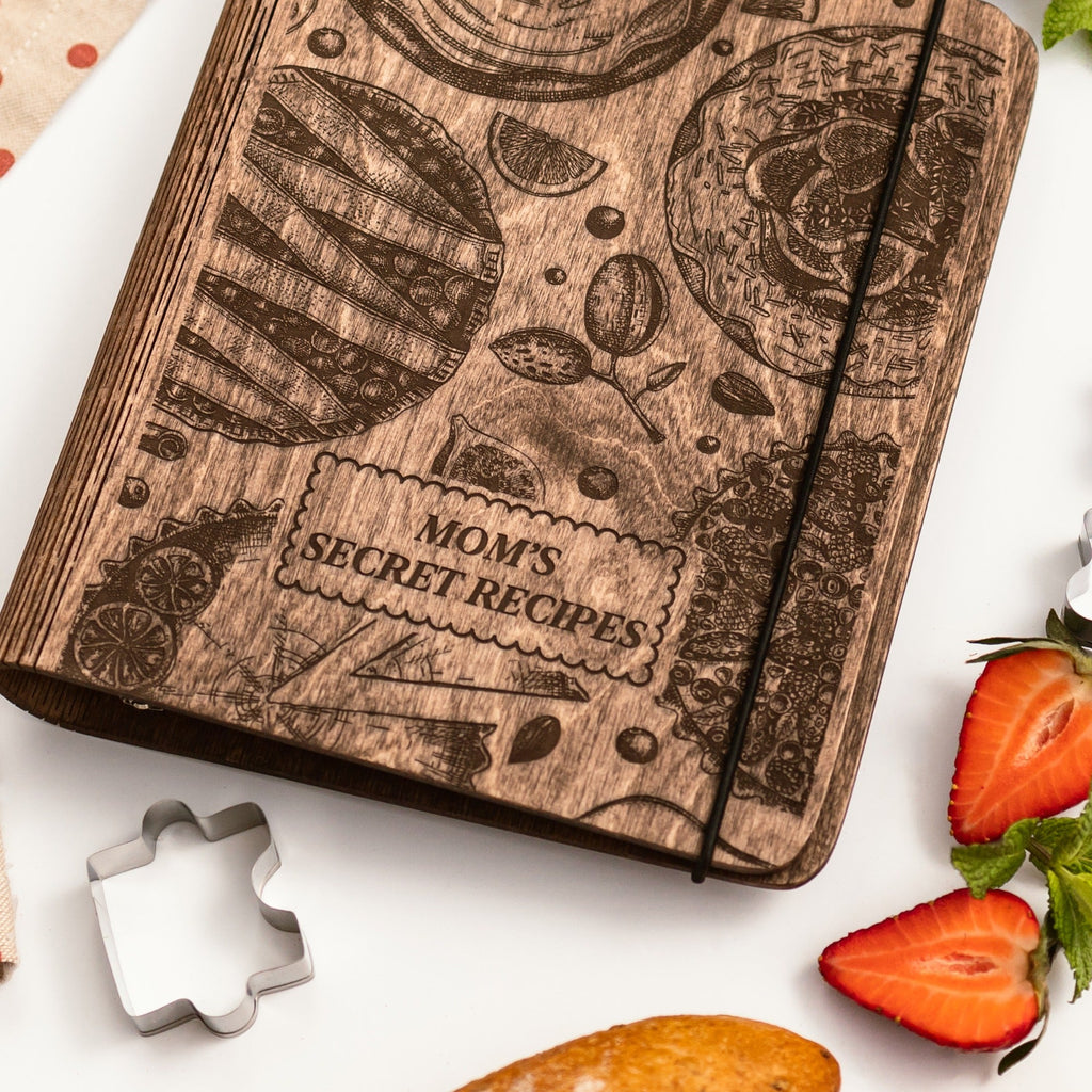 Minimalist Wood Recipe Book for Tart and Pastry Baking