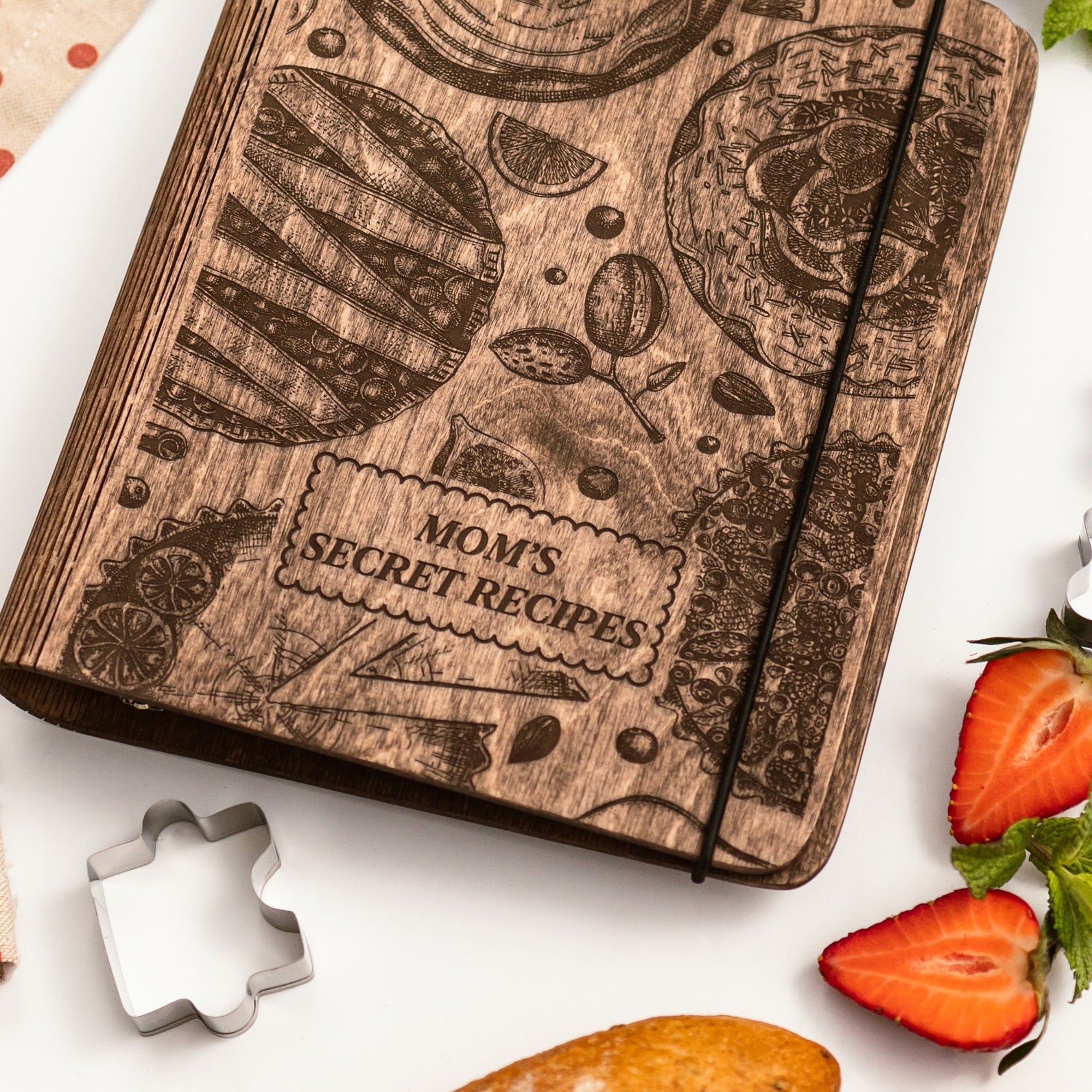 Minimalist Wood Recipe Book for Tart and Pastry Baking