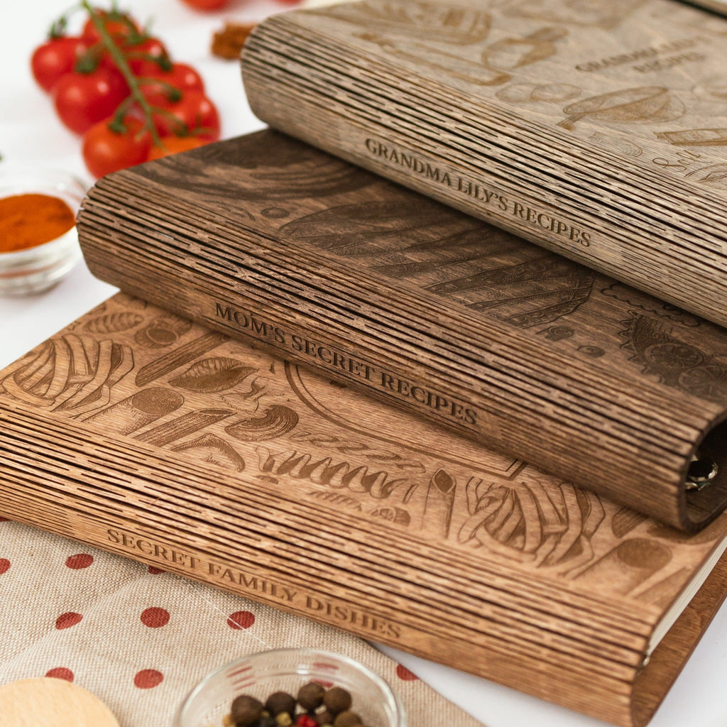 Tuscan Flavor Wooden Recipe Journal for Italian Cooking Recipes