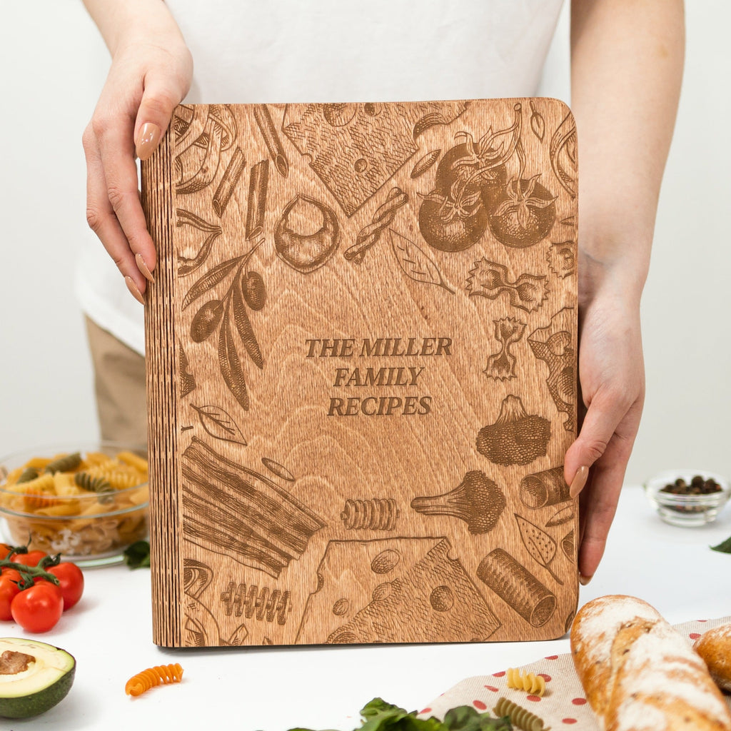 Tuscan Flavor Wooden Recipe Journal for Italian Cooking Recipes