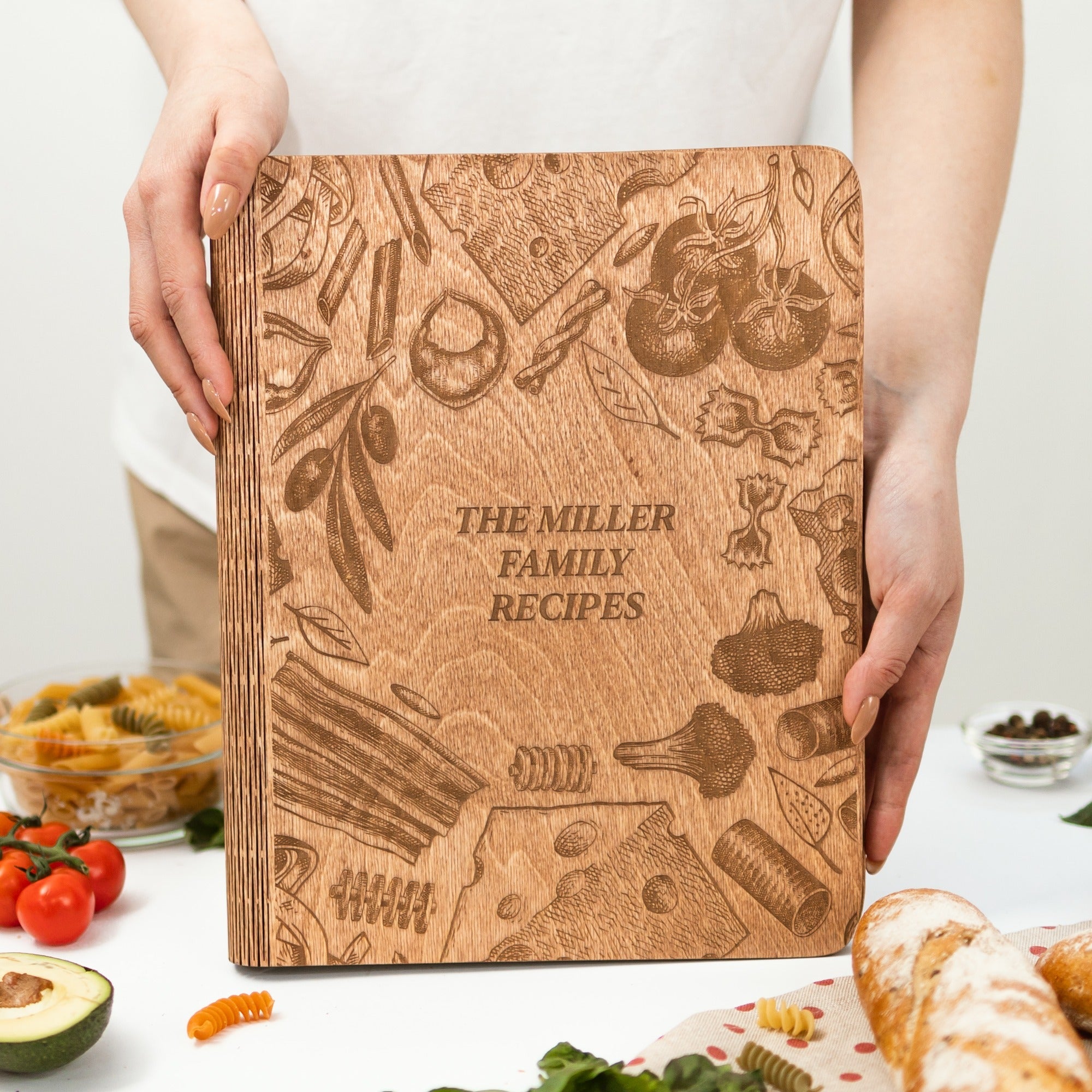 Tuscan Flavor Wooden Recipe Journal for Italian Cooking Recipes