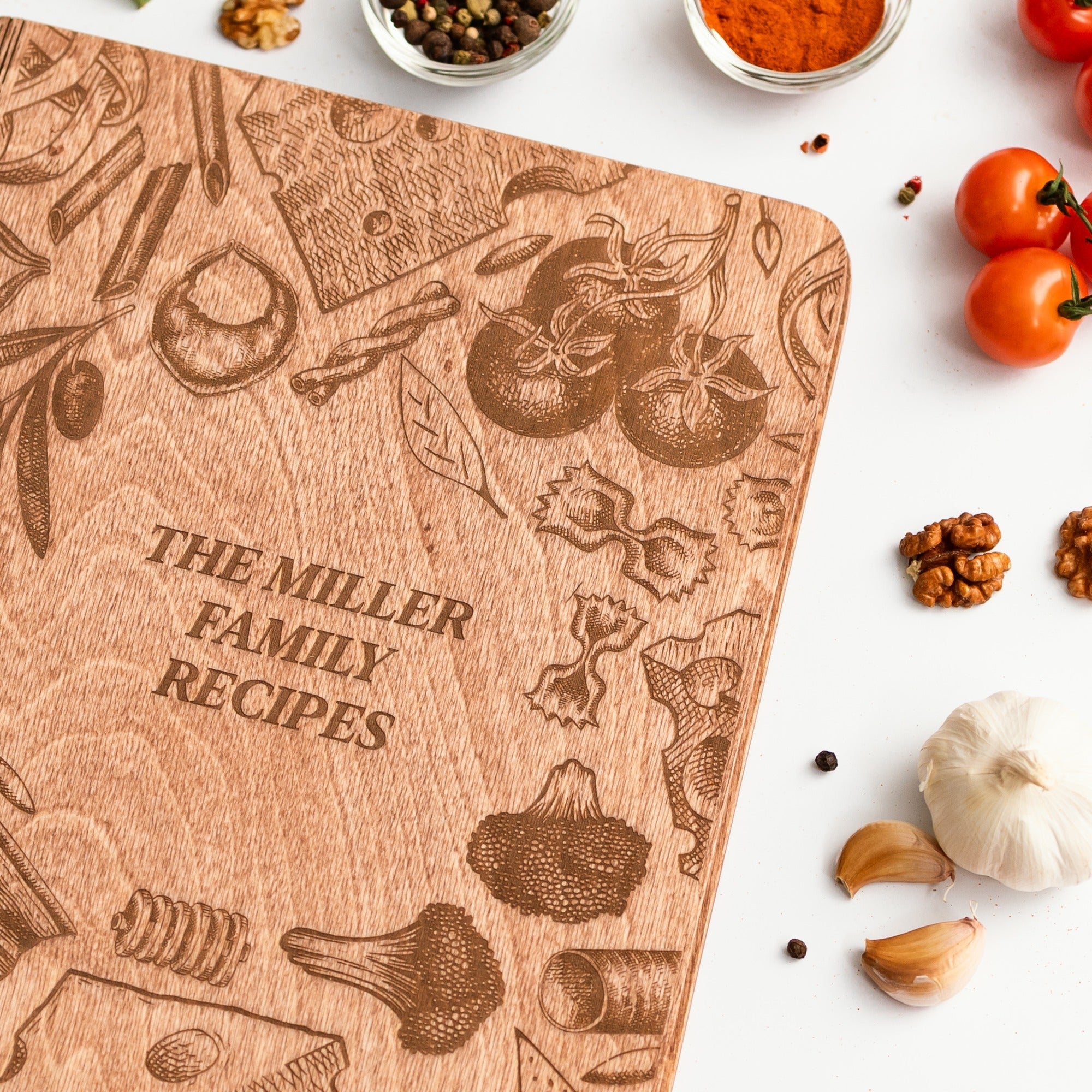 Tuscan Flavor Wooden Recipe Journal for Italian Cooking Recipes