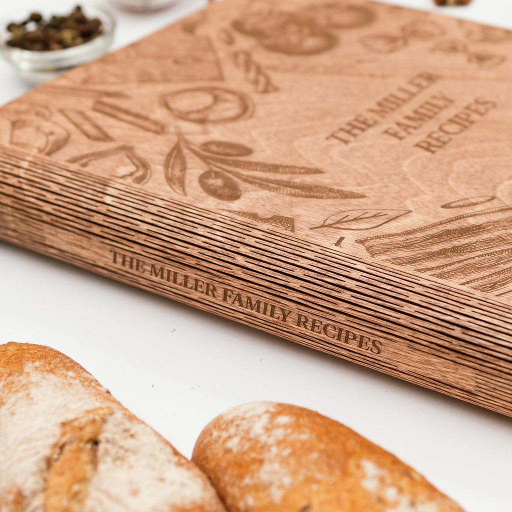 Tuscan Flavor Wooden Recipe Journal for Italian Cooking Recipes