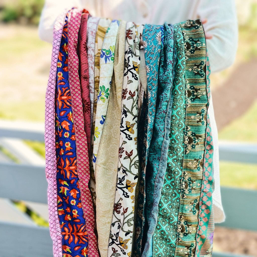 The Original Medley Silk Sari Scarf: Vibrant Boho Long Wrap