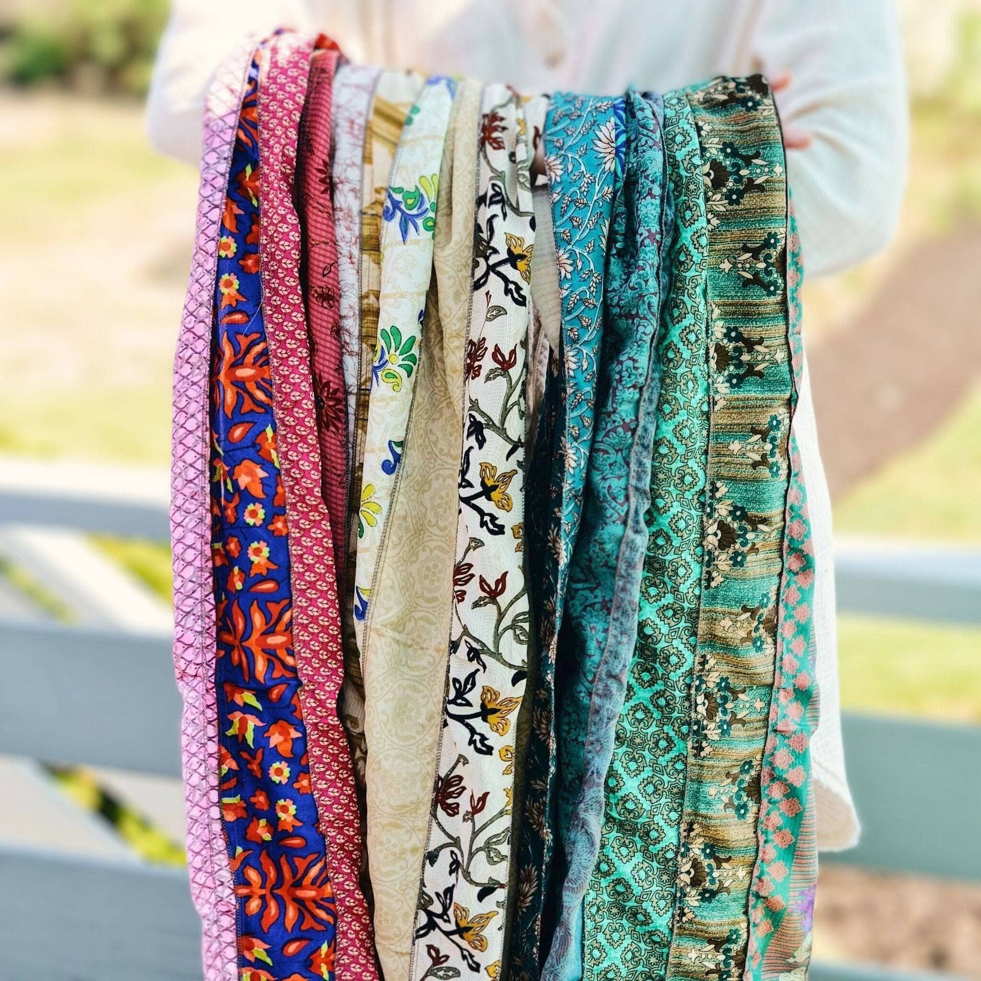The Original Medley Silk Sari Scarf: Vibrant Boho Long Wrap