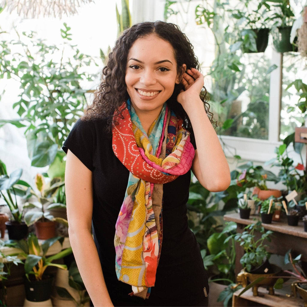 The Original Medley Silk Sari Scarf: Vibrant Boho Long Wrap