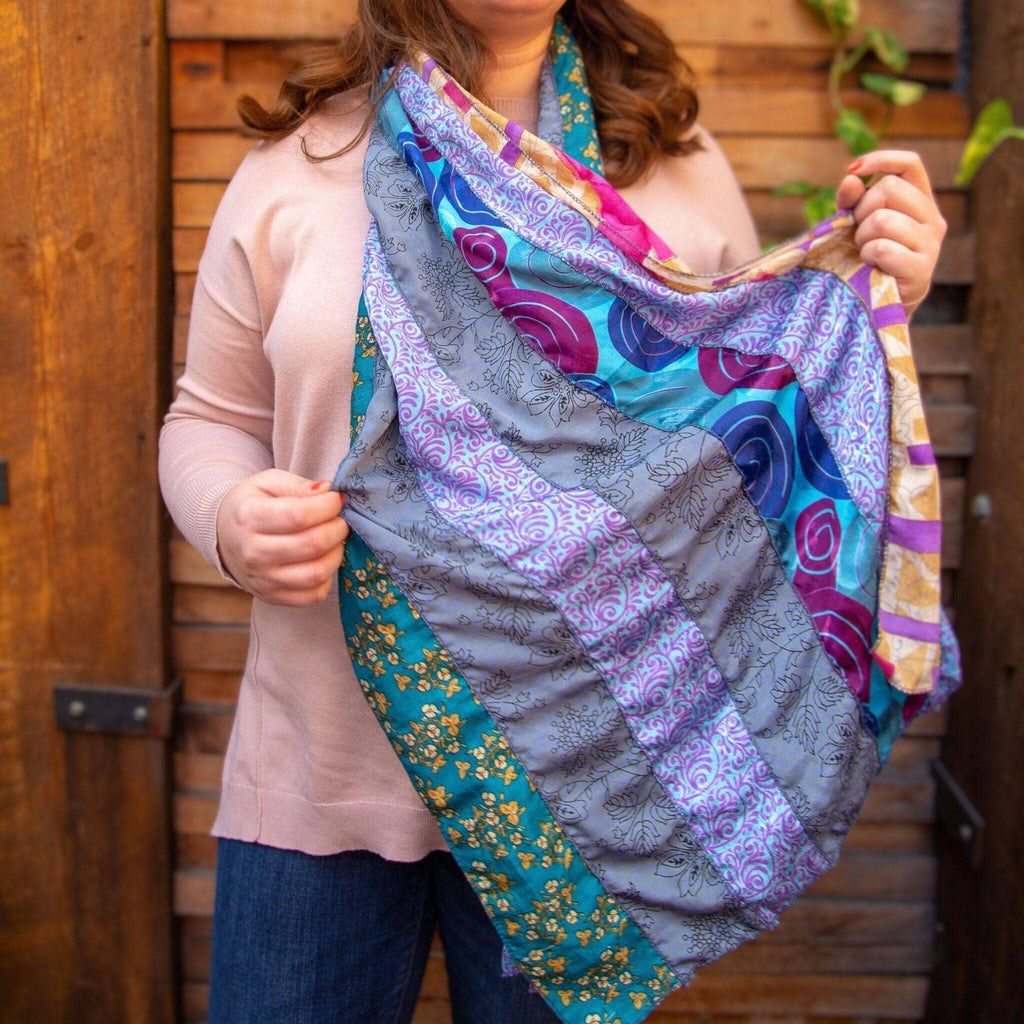 The Original Medley Silk Sari Scarf: Vibrant Boho Long Wrap