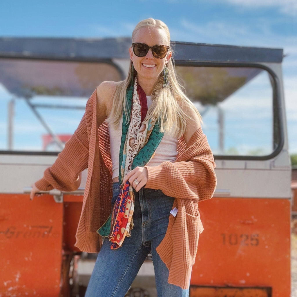 The Original Medley Silk Sari Scarf: Vibrant Boho Long Wrap