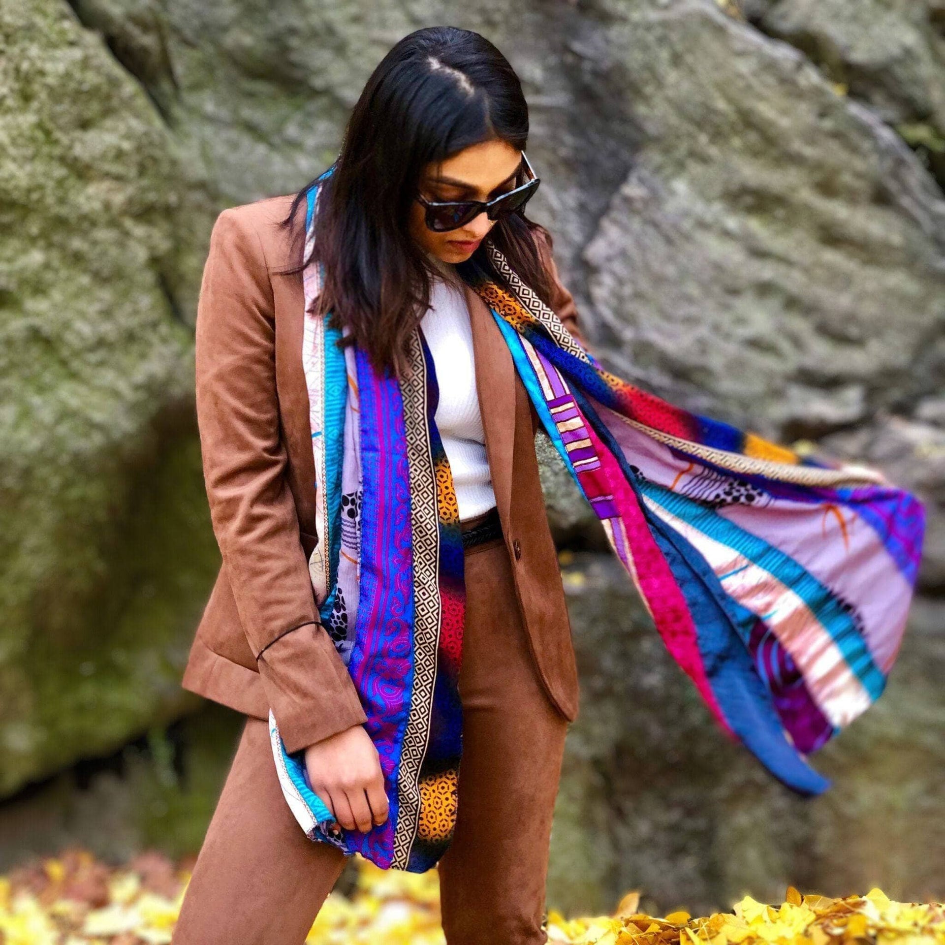 The Original Medley Silk Sari Scarf: Vibrant Boho Long Wrap