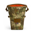 Recon Roll Top utility bag in camo pattern with orange details.