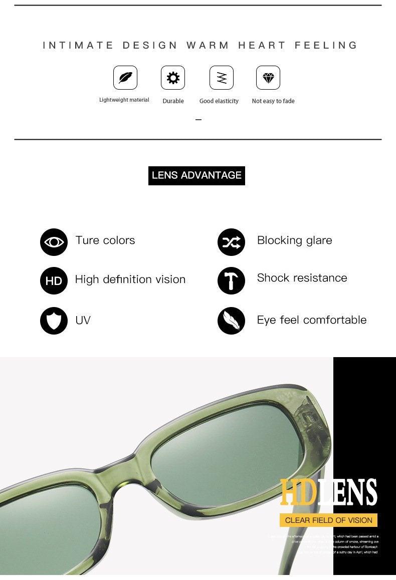 Retro Rectangle Sunglasses for Women & Men - Thick Frame Eyewear