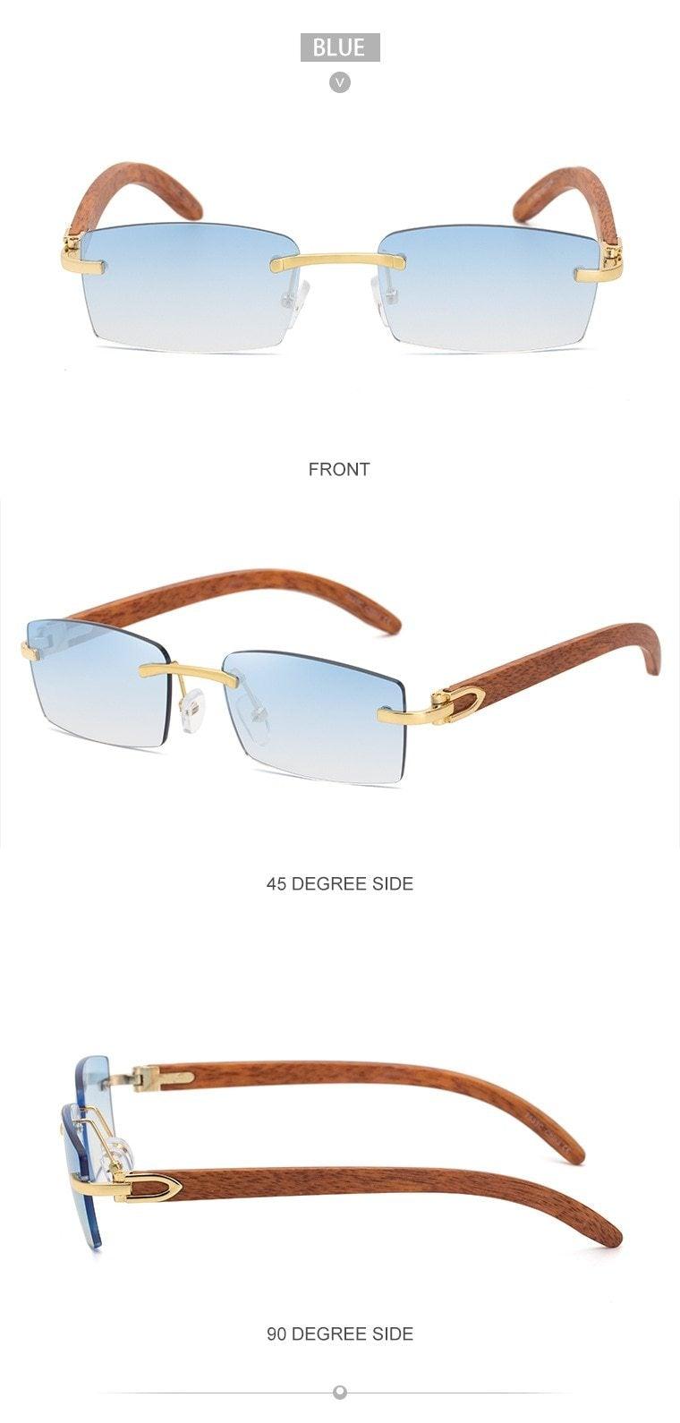 Small Rimless Square Sunglasses Classic Driving Shades for Men/Women