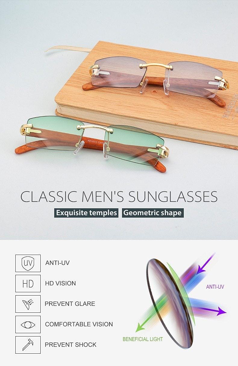 Small Rimless Square Sunglasses Classic Driving Shades for Men/Women