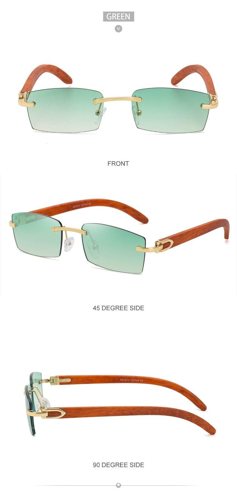 Small Rimless Square Sunglasses Classic Driving Shades for Men/Women