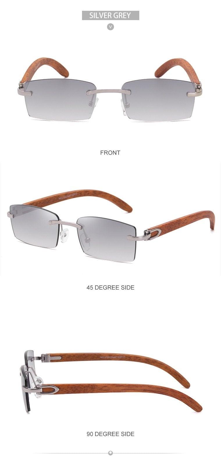 Small Rimless Square Sunglasses Classic Driving Shades for Men/Women