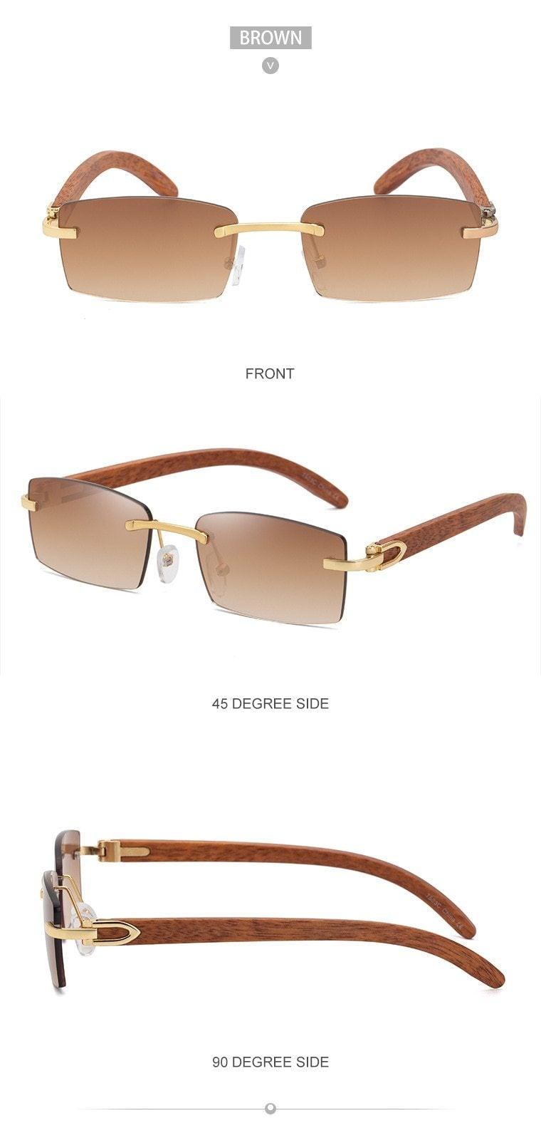 Small Rimless Square Sunglasses Classic Driving Shades for Men/Women