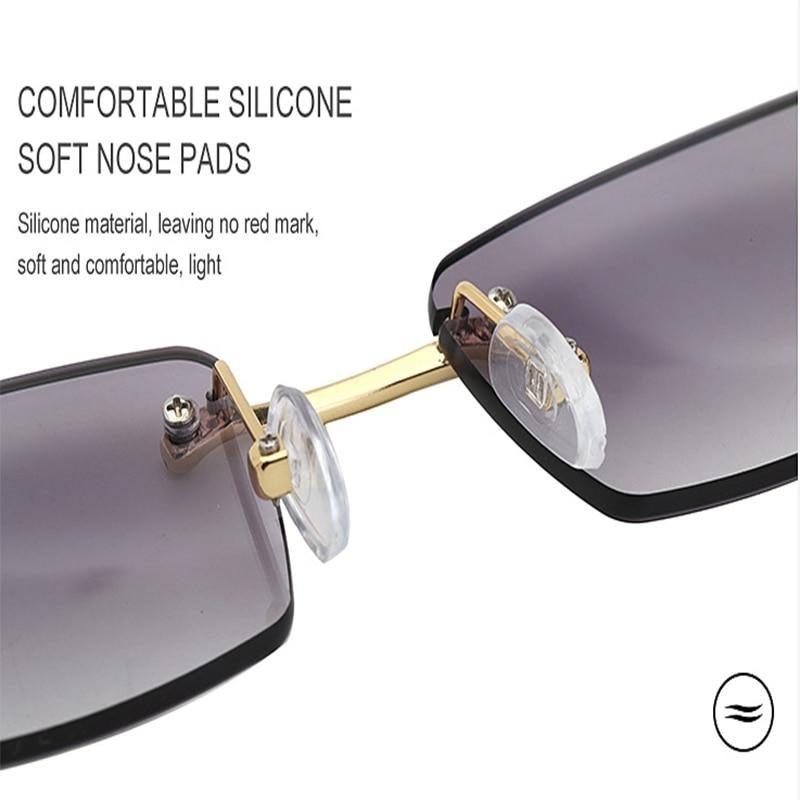 Small Rimless Square Sunglasses Classic Driving Shades for Men/Women