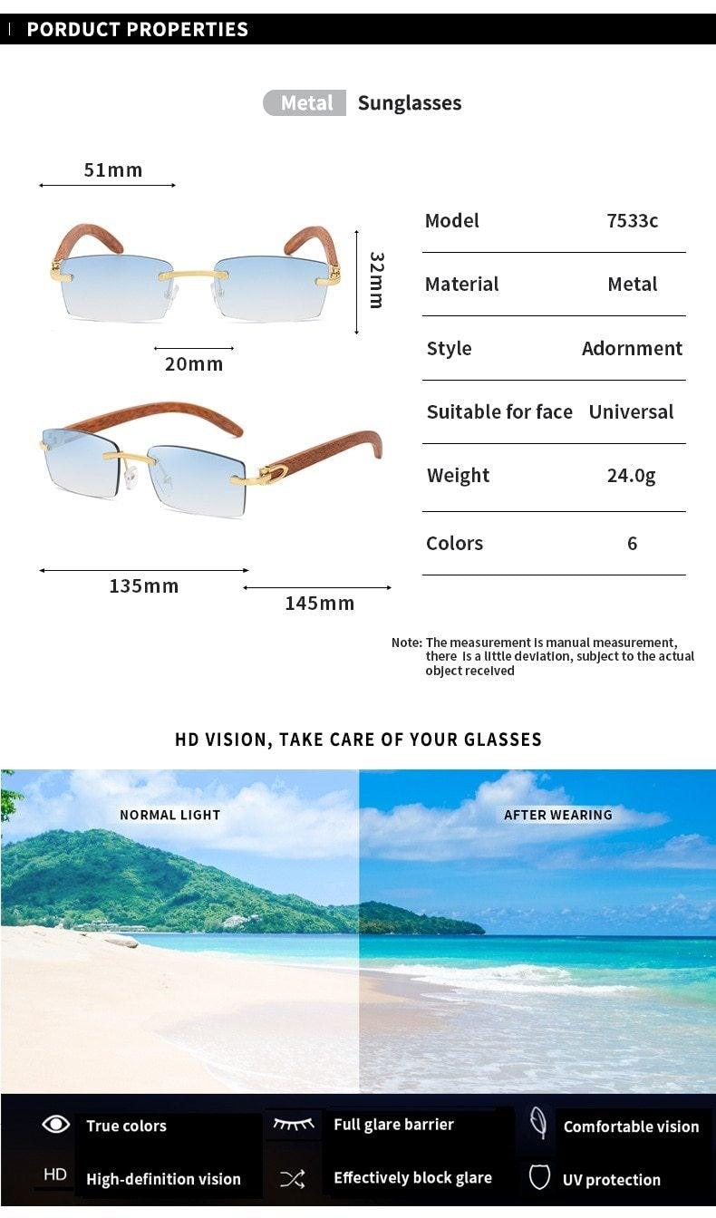 Small Rimless Square Sunglasses Classic Driving Shades for Men/Women