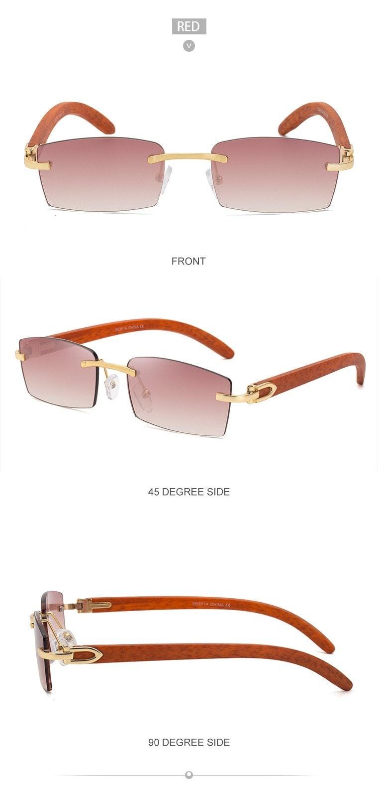 Small Rimless Square Sunglasses Classic Driving Shades for Men/Women