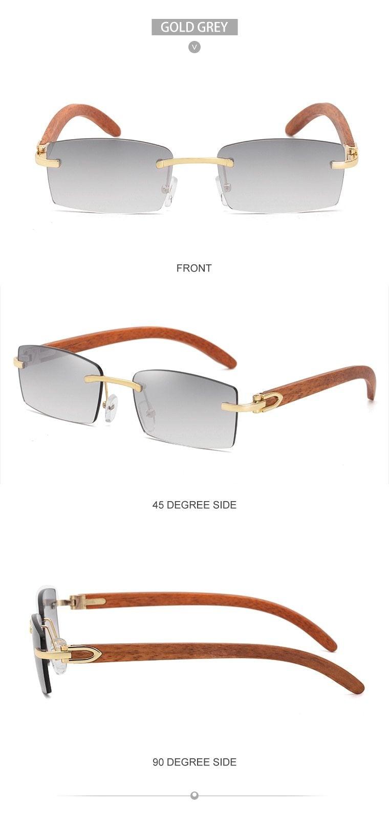 Small Rimless Square Sunglasses Classic Driving Shades for Men/Women