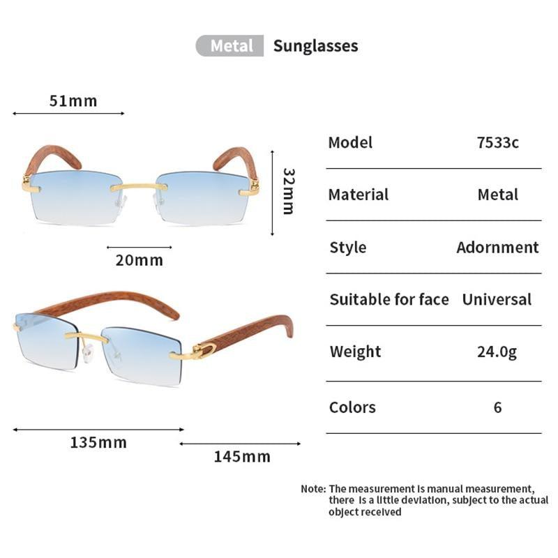 Small Rimless Square Sunglasses Classic Driving Shades for Men/Women