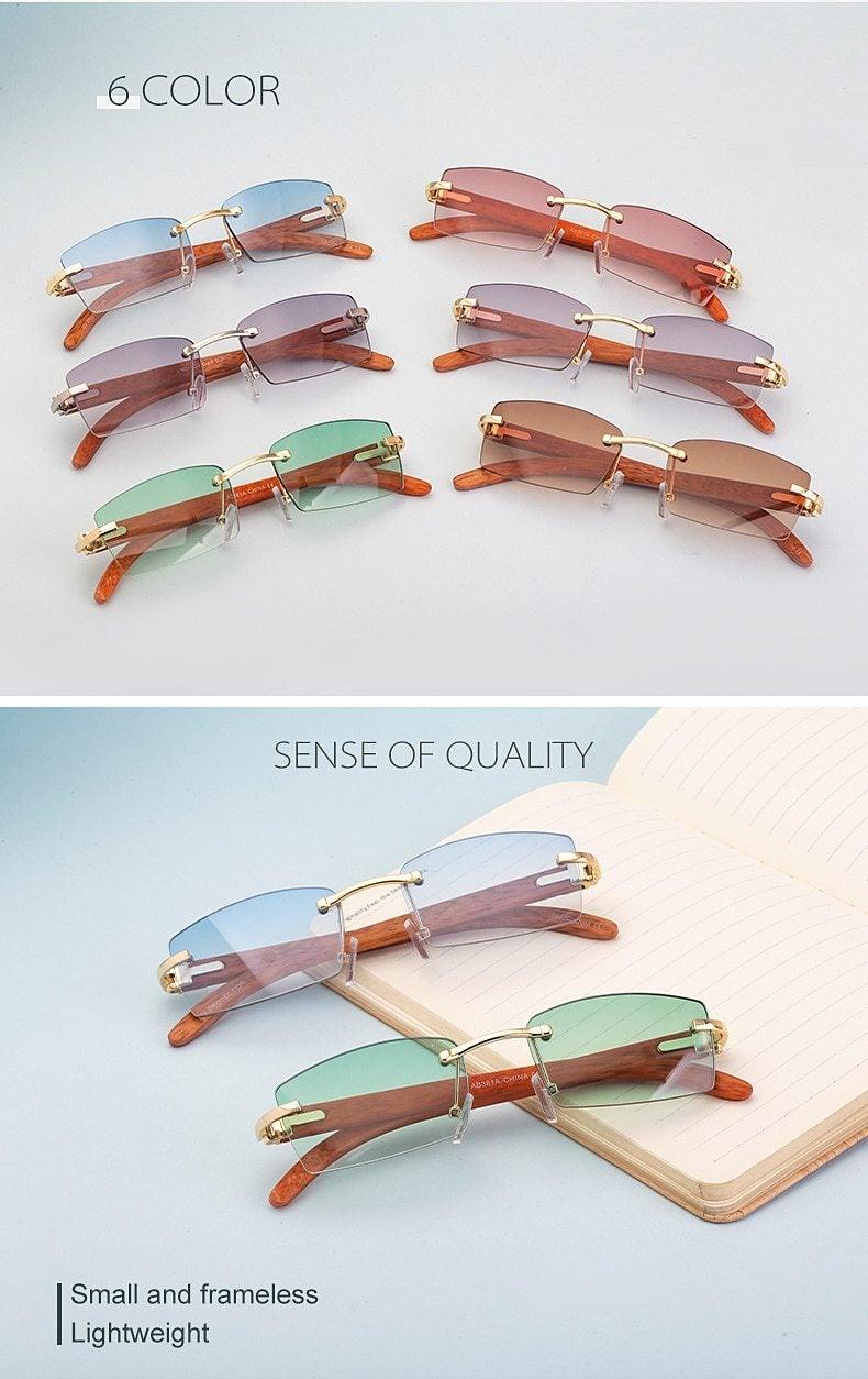 Small Rimless Square Sunglasses Classic Driving Shades for Men/Women