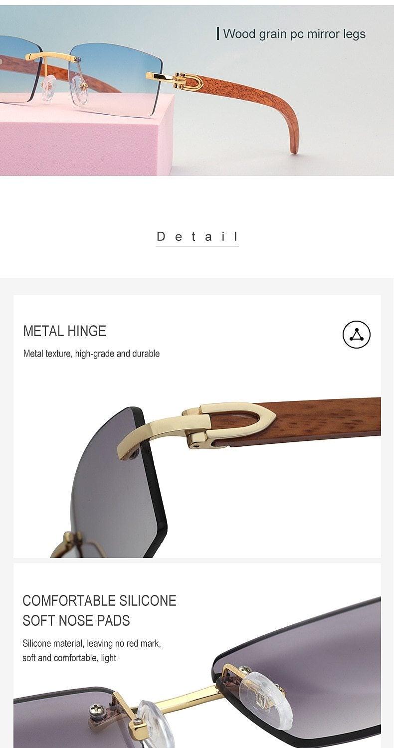 Small Rimless Square Sunglasses Classic Driving Shades for Men/Women