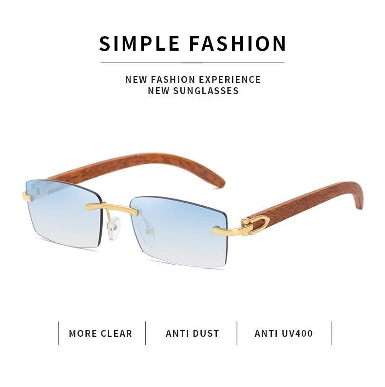 Small Rimless Square Sunglasses Classic Driving Shades for Men/Women