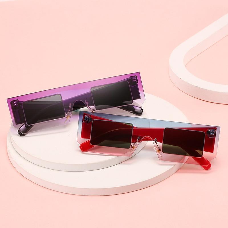 Trendy Rectangular Retro Sunglasses with UV400 Protection