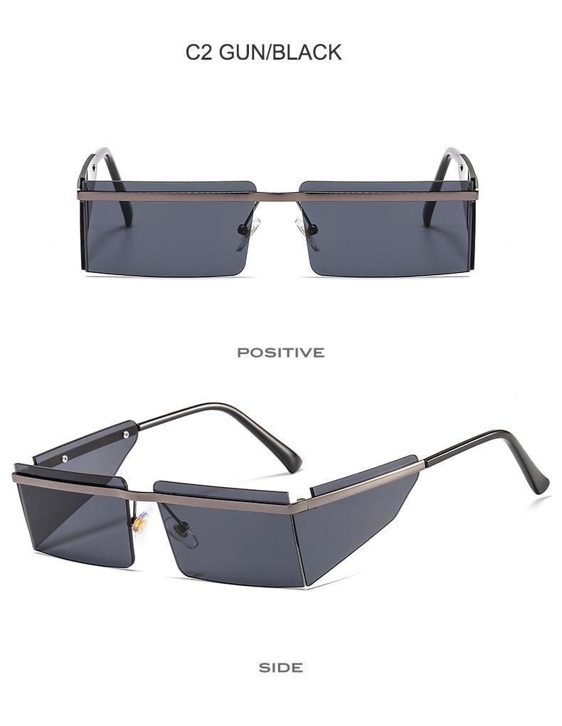 Rimless Rectangle Sunglasses with Candy-Colored Lenses