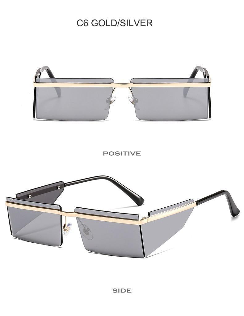 Rimless Rectangle Sunglasses with Candy-Colored Lenses