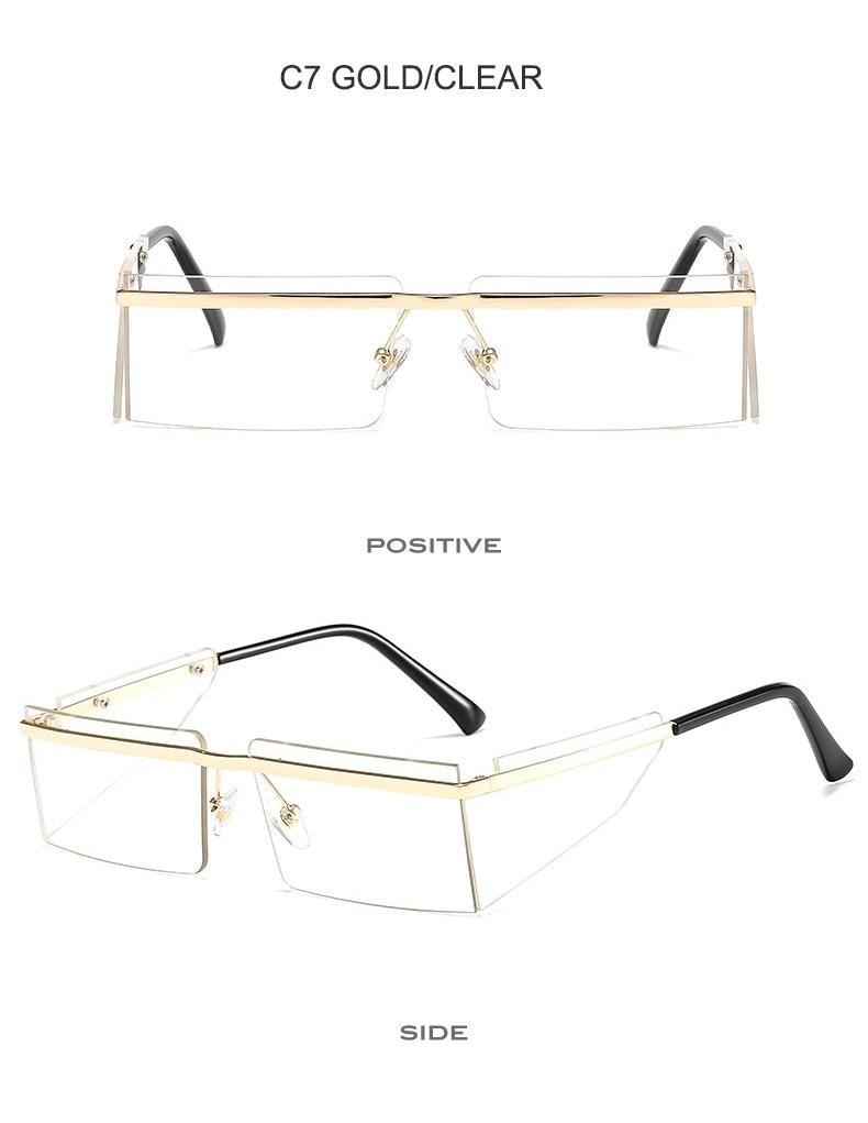 Rimless Rectangle Sunglasses with Candy-Colored Lenses