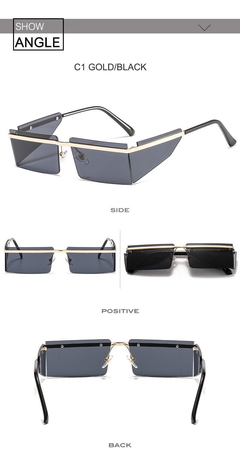 Rimless Rectangle Sunglasses with Candy-Colored Lenses