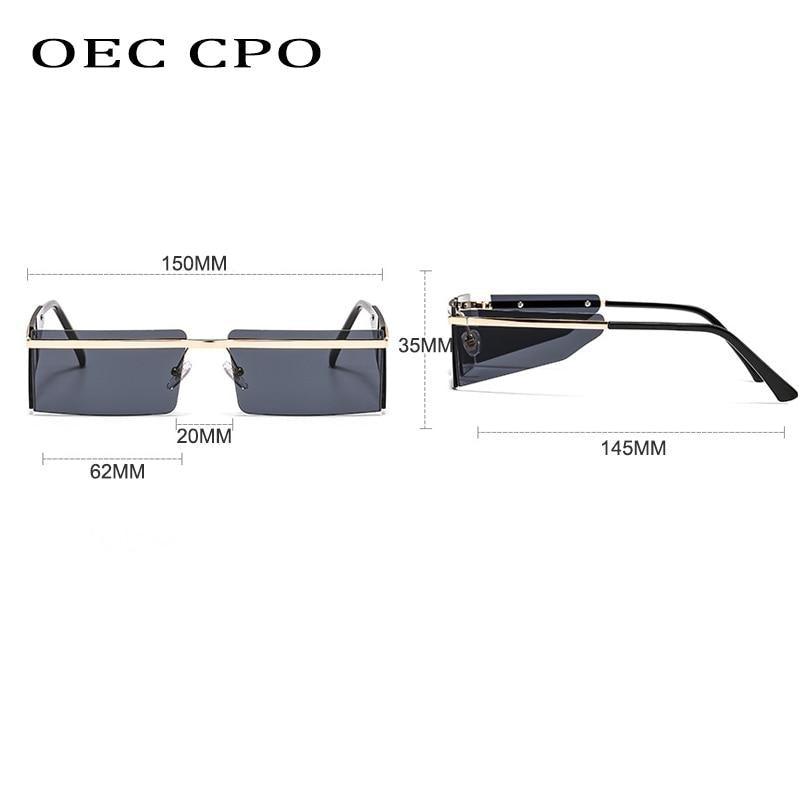 Rimless Rectangle Sunglasses with Candy-Colored Lenses